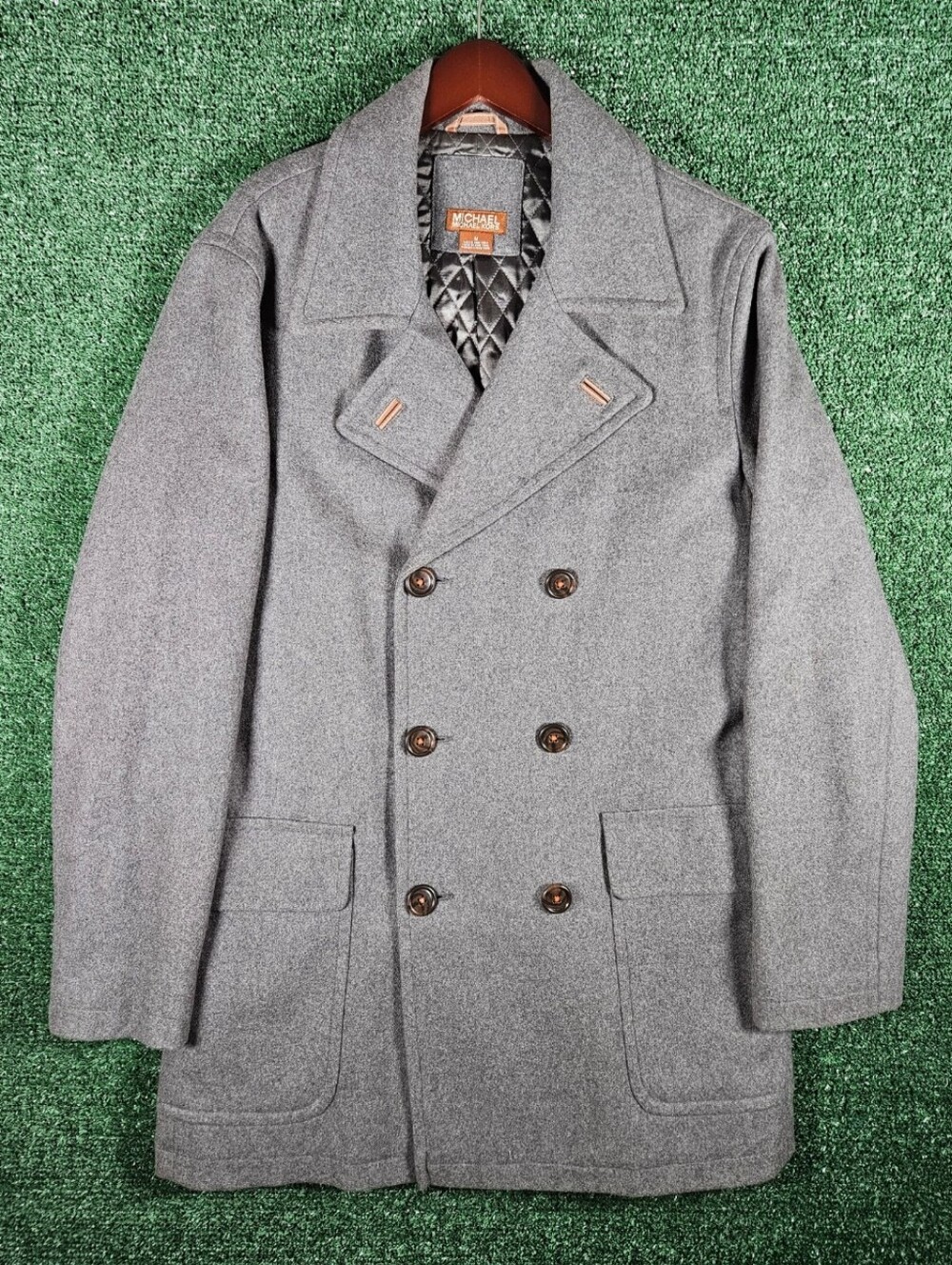 Michael Kors Double-Breasted Pea Coat / Mens Size Medium / Color- Gray & Orange